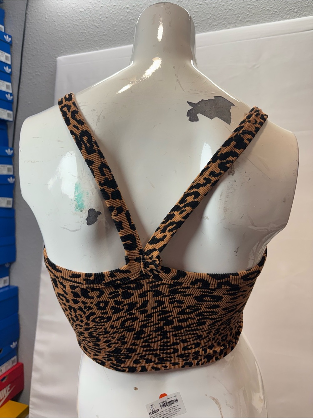 Free People Leopard-Print Ribbed Crop Tank Top - Brown & Black - Picture 5 of 8